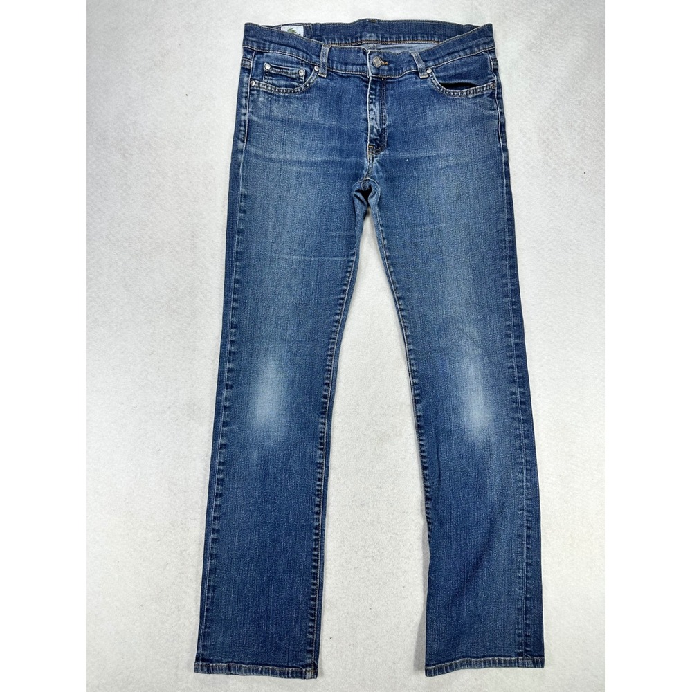 Lacoste Mens Straight Leg Jeans Medium Wash Blue Denim Size 42 33x31